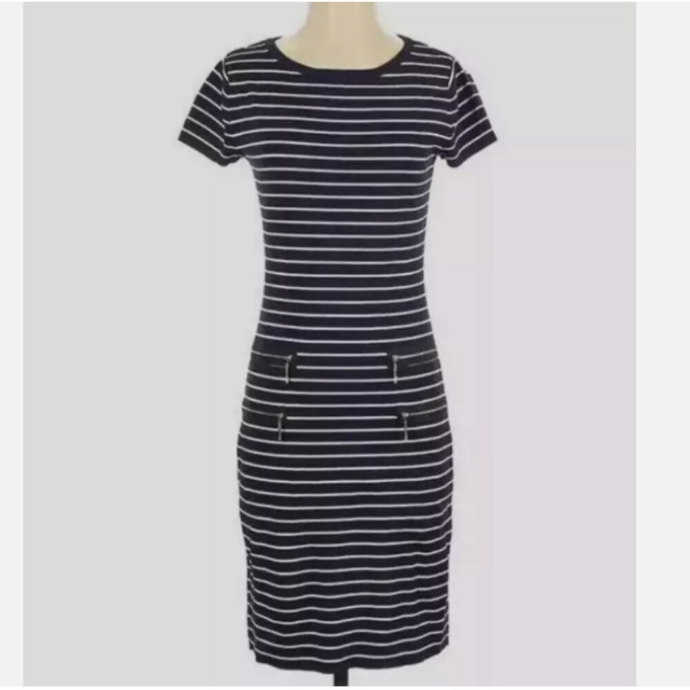 CARMEN Carmen Marc Valvo Dresses Womens Size Large Sweater Bodycon Zipper Stripe
